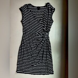 Ann Taylor Petite Navy & White Striped Dress